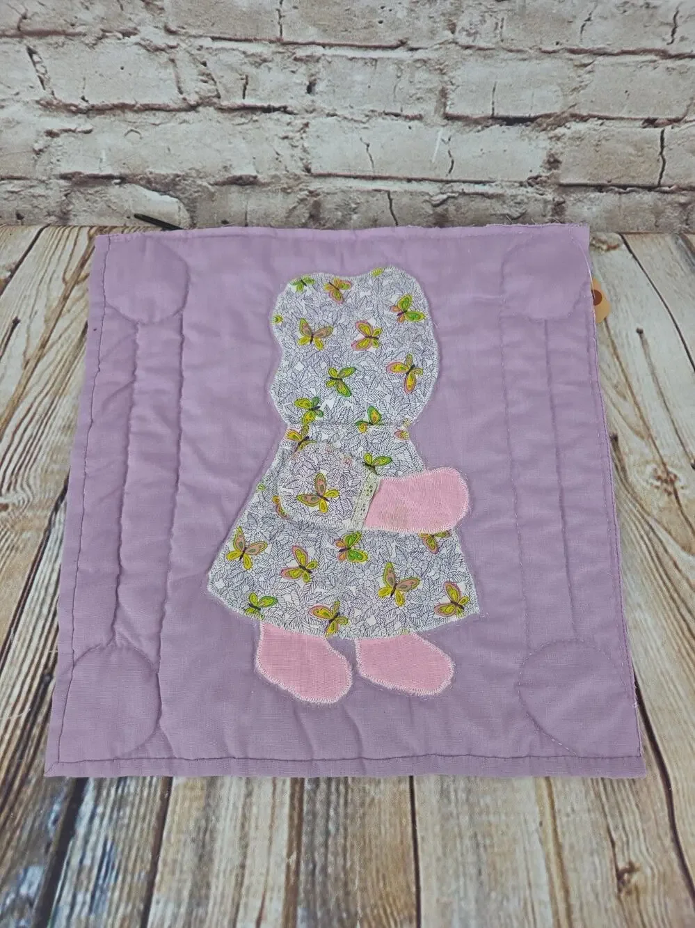 Vintage Cutter Quilt Piece 12” x 12” Sunbonnet Sue & Overall Sam Butterfly Dress